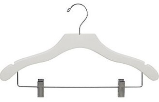 International Hanger Wooden Wavy Combo Hanger, White Finish with Chrome Hardware, Box of 50