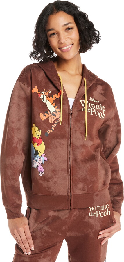 Disney Winnie the Pooh Juniors Zip Up Hoodie with Long Sleeves, Sizes XS-3XL