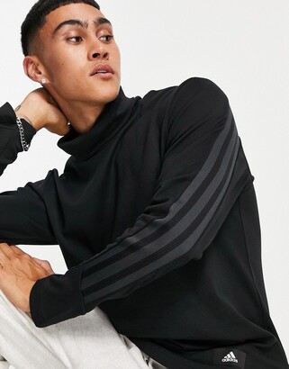 adidas Mock Neck Long Sleeve Top In Black - ShopStyle