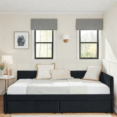 Upholstered Daybed With 2 Drawers And Comfortable Backrest