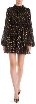 Dolce & Gabbana Chiffon Fil Coupe Polka Dot Mini Dress