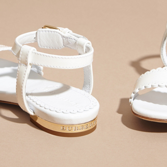 Burberry Scallop Trim Leather Sandals