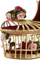 Thumbnail for your product : Dolce & Gabbana Rose-embellished metallic leather cage sandals
