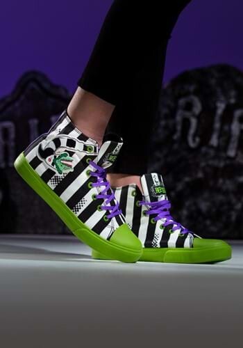 Black and White Striped Beetlejuice Unisex Sneakers