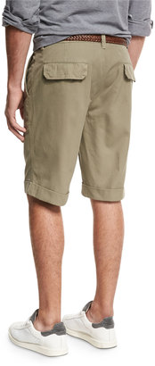 Brunello Cucinelli Flat-Front Cotton Shorts