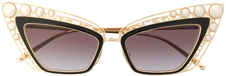 Dolce & Gabbana Eyewear Pearl Embellished Cat Eye Sunglasses - ShopStyle