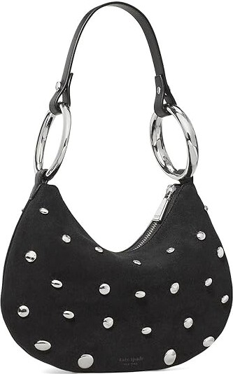 Kate Spade The Bangle Studded Suede Bag Women's Handbags Black Leather/Linen/Suede