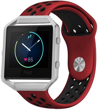 Fitbit Small Silicone Band with Silver Frame for Blaze - Red/Black