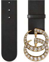 Thumbnail for your product : Gucci Leather belt with crystal Double G buckle