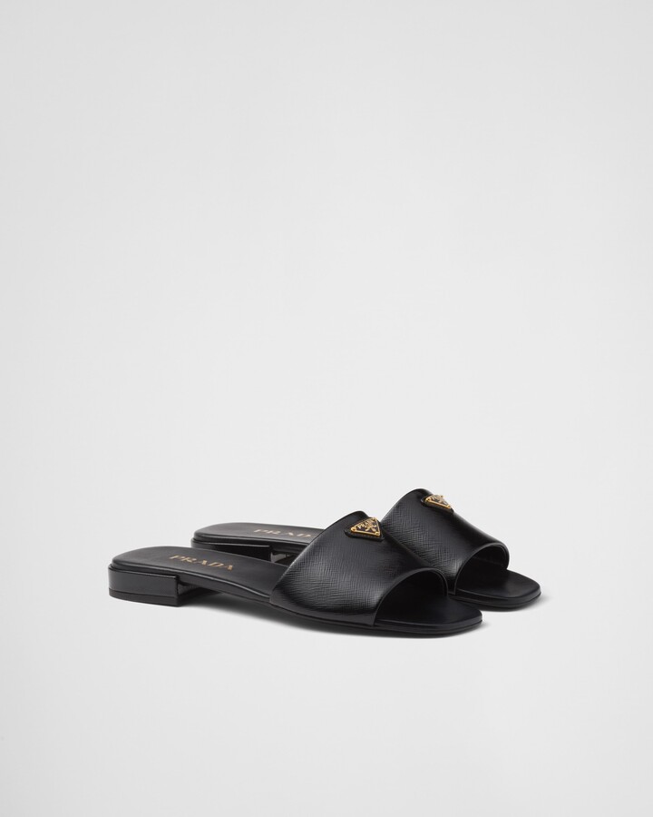 Prada Saffiano patent leather slides