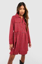 Thumbnail for your product : boohoo Check Pocket Detail Skater Dress