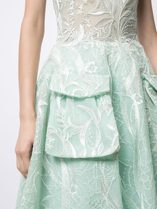 Saiid Kobeisy Floral-Embroidered Maxi Dress