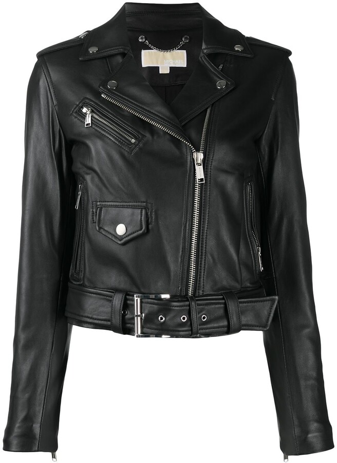 leather moto jacket michael kors