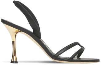 Manolo Blahnik 90mm Racita Leather Sling Back Sandals