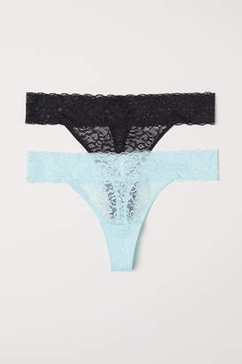 H&M 2-pack Lace Thong Briefs - Turquoise