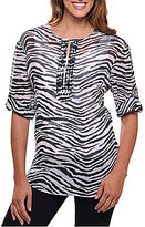 Thumbnail for your product : Peter Nygard Zebra-Print Beaded Tunic