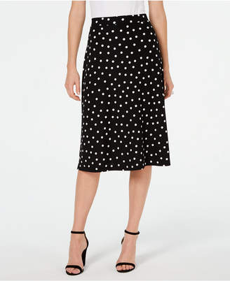 Kasper Petite Dot-Print Midi Skirt