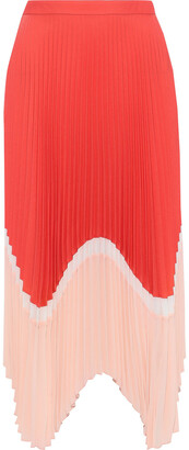 Markus Lupfer Cloe Pleated Color-block Crepe De Chine Skirt