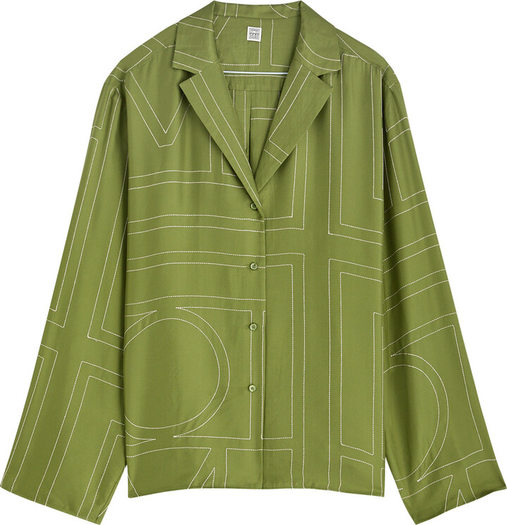 Totême Logo-embroidered Silk-satin Shirt