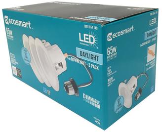 Eco Smart EcoSmart 65-Watt Equivalent Daylight 4 in. White Integrated LED Recessed Trim (3-Pack)