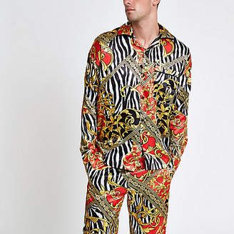 River Island Mens Jaded Yellow zebra print pyjama shirt