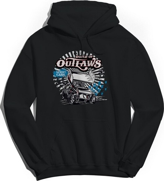 Woo WooMen'sWorldOfOutlawsWhiteStarburstLongSleeveGraphicCottonSweatshirtHoodie-BlackXXL