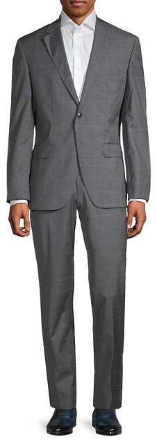 HUGO BOSS Regular-Fit Lanifico Tesse Biella Grid Wool Suit - ShopStyle