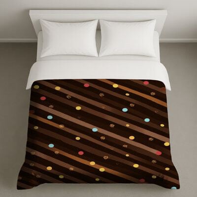 VisionDecor Brown Stripes Bedding Pattern Duvet Cover Mid Century Modern