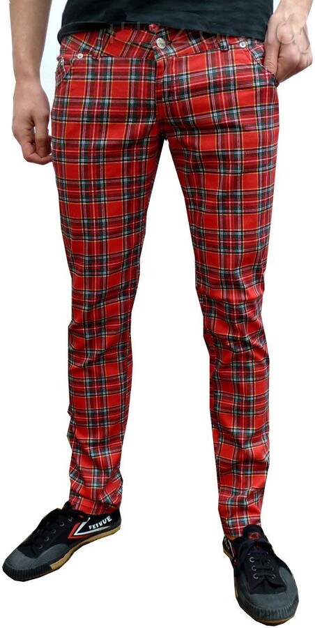 Mens Tartan Trousers Red | Shop the world's largest collection of fashion |  ShopStyle UK