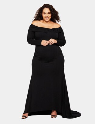 Motherhood Maternity Plus Size Off The Shoulder Maternity Maxi Dress