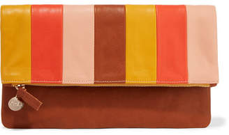 Clare Vivier Striped Leather Clutch - Tan