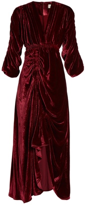 Preen by Thornton Bregazzi Rebecca V-neck ruched velvet dress