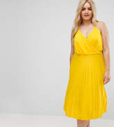 Thumbnail for your product : ASOS Curve CURVE Blouson Wrap Midi Dress with Pleated Skirt