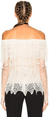 Alexander McQueen Off the Shoulder Lace Sweater