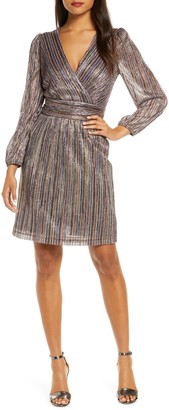 Julia Jordan Multicolor Metallic Stripe Long Sleeve Dress