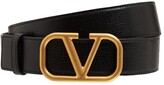 Thumbnail for your product : Valentino Garavani 3.5cm V Buckle Leather Belt