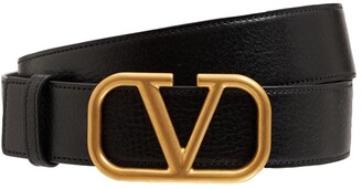 Valentino Garavani 3.5cm V Buckle Leather Belt