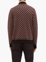 Thumbnail for your product : Prada Geometric-jacquard Long-sleeved Polo Shirt - Mens - Black Burgundy