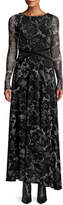 Thumbnail for your product : Fuzzi Floral Lace Long-Sleeve Wrap-Waist Maxi Dress
