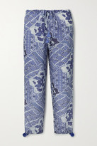 Thumbnail for your product : Figue Goa Embellished Printed Crepe De Chine Pants - Blue
