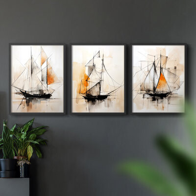 Breakwater Bay Sea and Shore Series LXXXVI -Set Of 3 Framed Giclee Prints -Ready to Hang