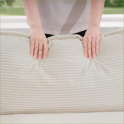 Hokku Designs Sofas for Living Room Bedroom | Mid-Century Modern 3-Seater + Accent Chair Set | Corduroy | Light Beige