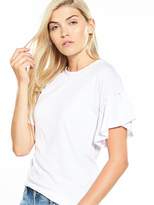 Thumbnail for your product : Very Frill Sleeve Slub T-shirt - White