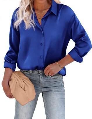 Women Pleated 2 Piece Pants Outfits Casual Loose Button Shirt