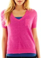 Thumbnail for your product : JCPenney jcp Short-Sleeve V-Neck Top - Petite