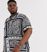 Thumbnail for your product : Jack and Jones Originals revere collar paisley short sleeve shirt in black