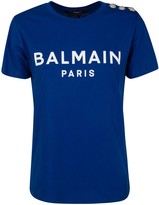 Thumbnail for your product : Balmain Logo Print Embellished Shoulder T-shirt