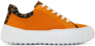 Fendi Orange 'Forever Fendi' Trim Sneakers