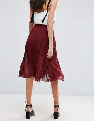 ASOS Pleated Midi Skirt With Wrap Front Detail