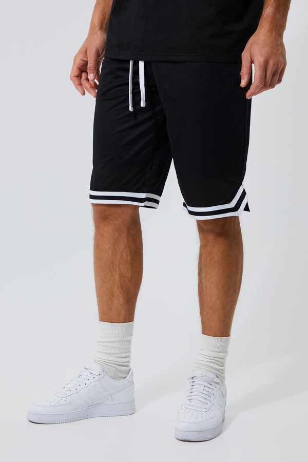 boohoo Mens Black Tall Mesh Basketball Shorts With Tape - ShopStyle